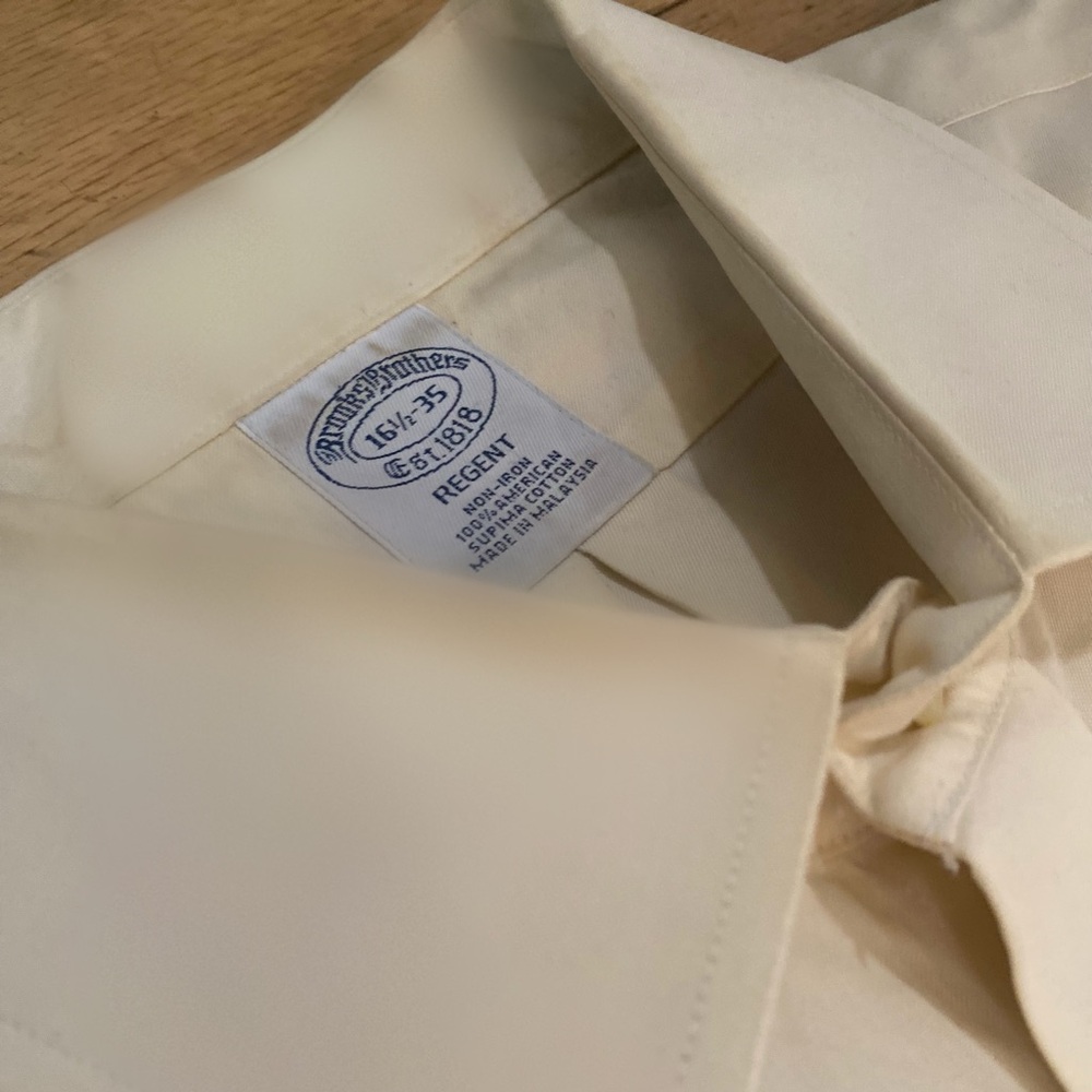 BROOKS BROTHERS Dress Shirt (16.5, Cream, Cotton) - Picture 3 of 3